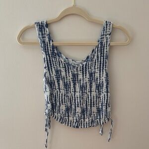 Japna Blue and White Patterned Crop Top